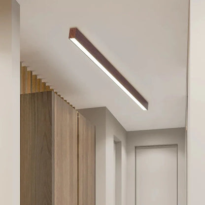 Modern Linear LED Wood Grain Indoor Dimmable Ceiling Light