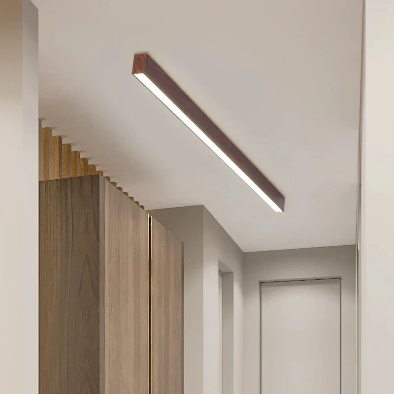 Modern Linear LED Wood Grain Indoor Dimmable Ceiling Light