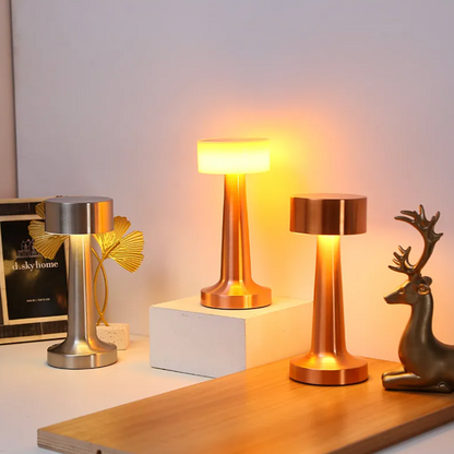 Modern Minimalist Metal LED Table Lamp – Cordless Dimmable Touch – Bedside Reading