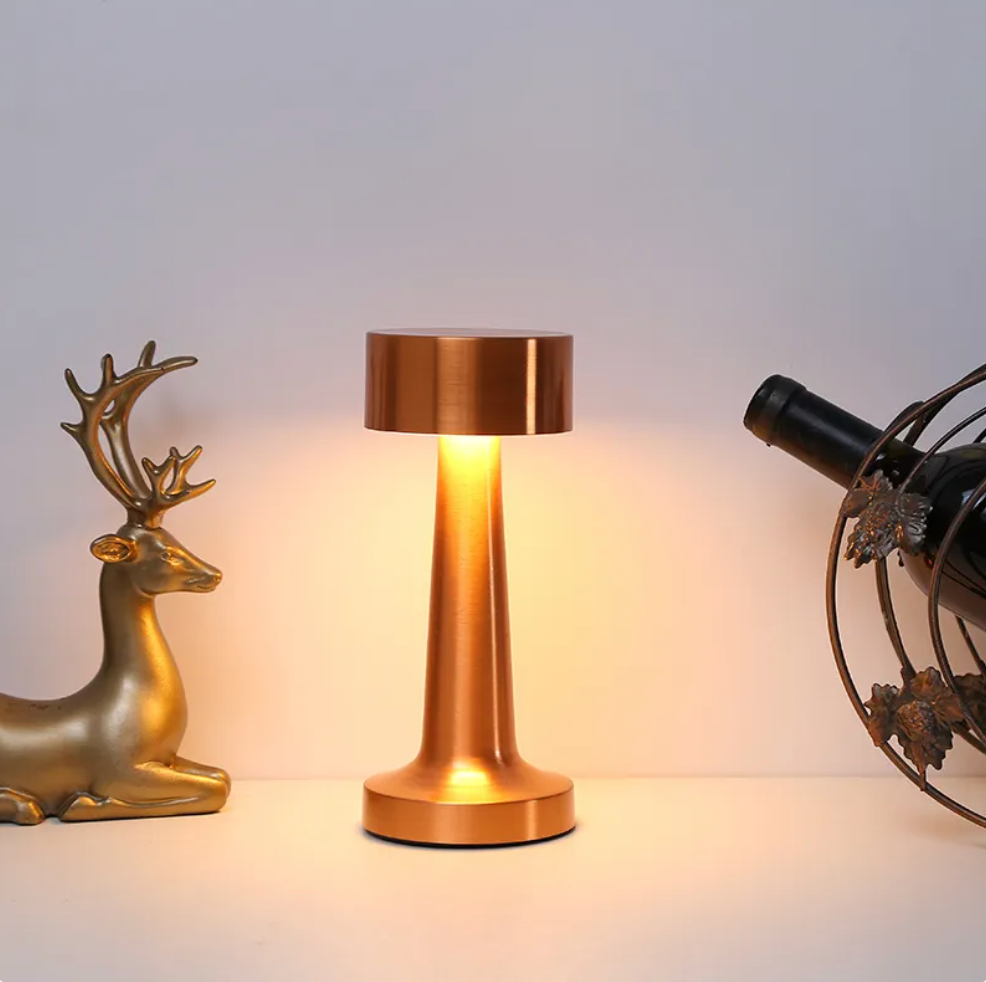 Modern Minimalist Metal LED Table Lamp – Cordless Dimmable Touch – Bedside Reading