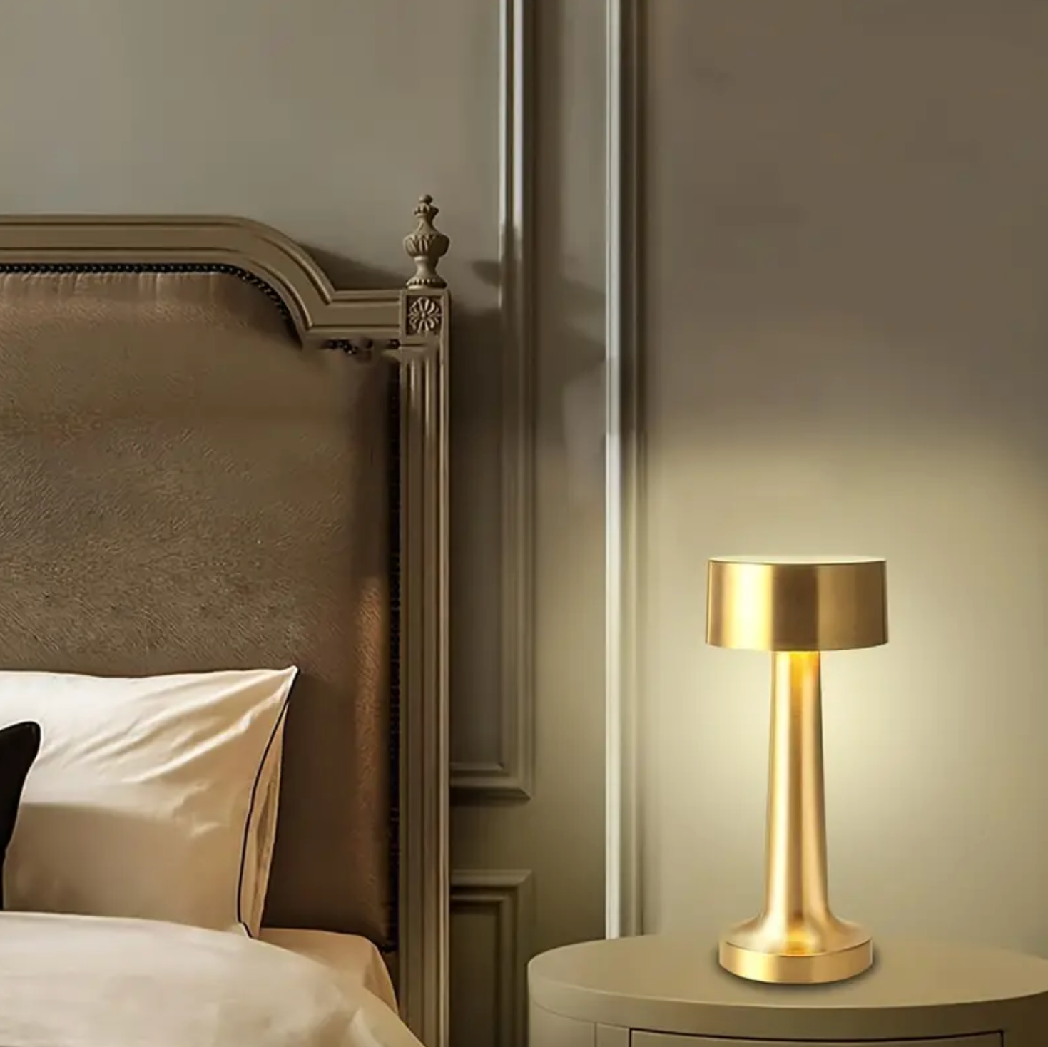 Modern Minimalist Metal LED Table Lamp – Cordless Dimmable Touch – Bedside Reading