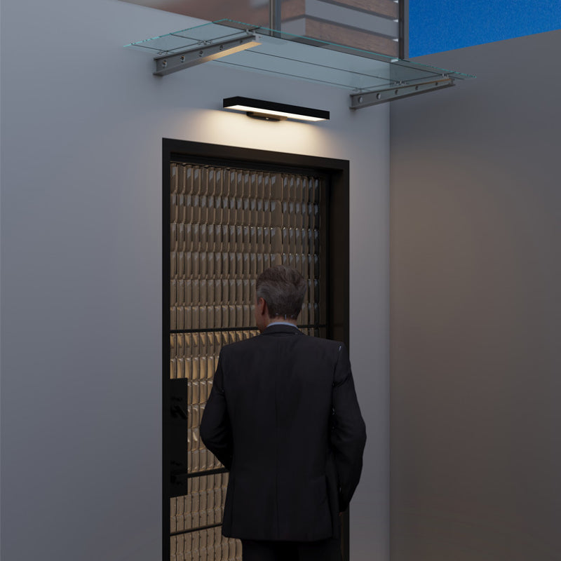 Modern Motion Sensor Weather Resistant Black Outdoor Wall Sconce