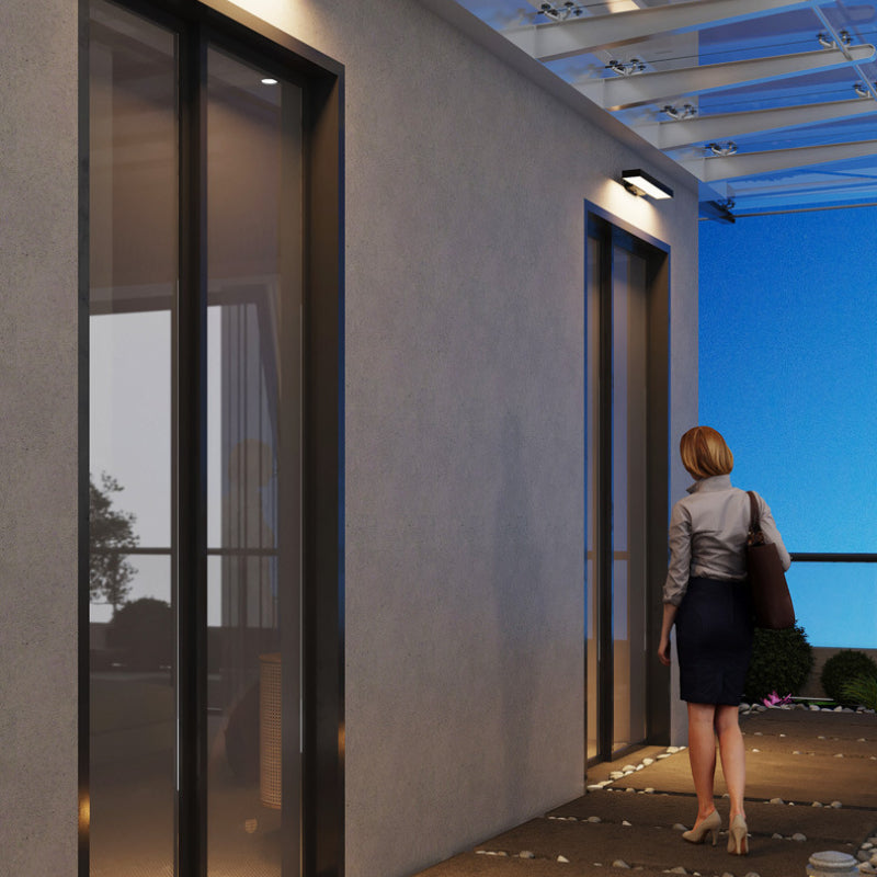 Modern Motion Sensor Weather Resistant Black Outdoor Wall Sconce