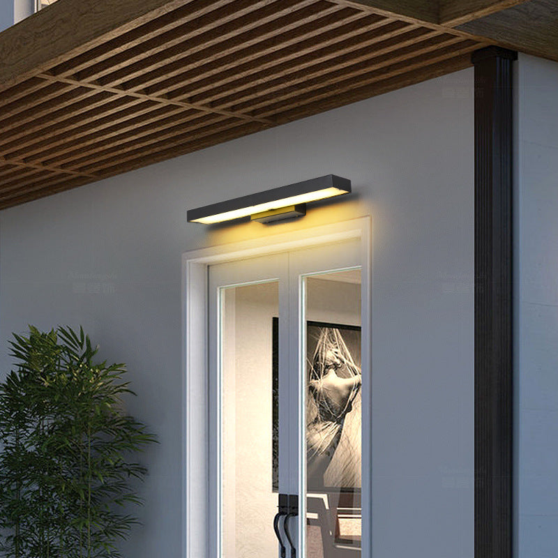 Modern Motion Sensor Weather Resistant Black Outdoor Wall Sconce