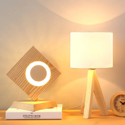 Wood Base Table Lamp - Reading Light