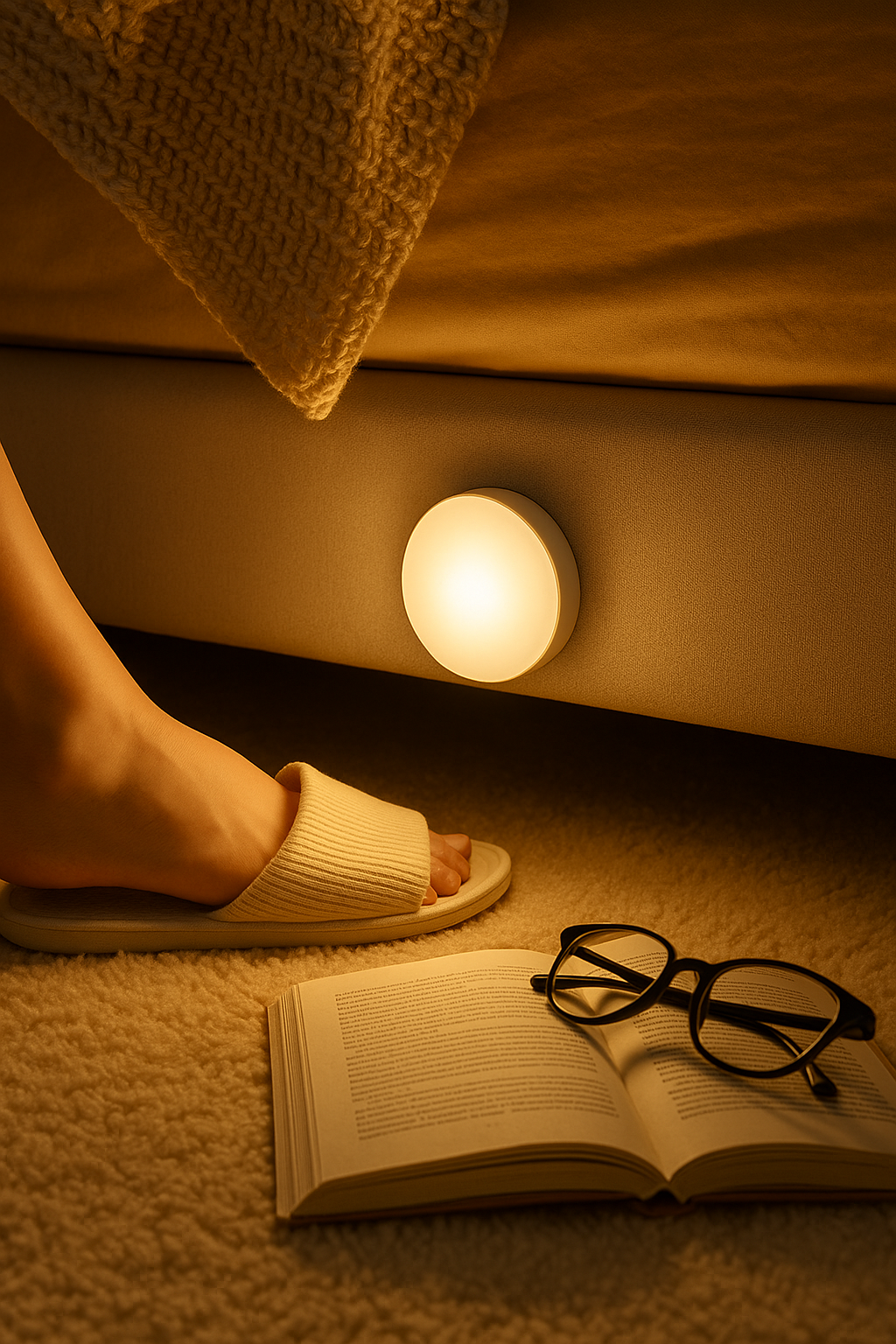 Motion Sensor LED Night Light Round – Rechargeable Magnetic – Bedroom Wardrobe