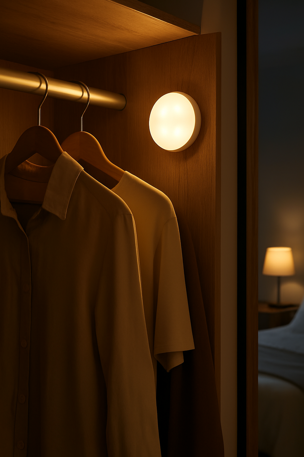 Motion Sensor LED Night Light Round – Rechargeable Magnetic – Bedroom Wardrobe
