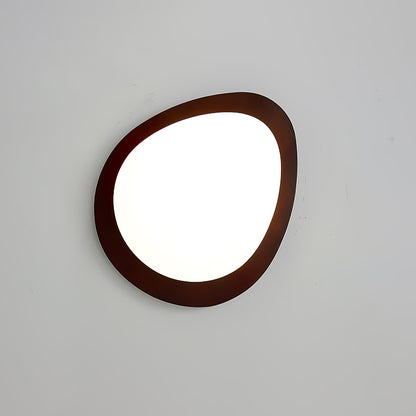Modern Walnut Wood LED Ceiling Light – Flush Mount Low Profile – Living Room Hallway