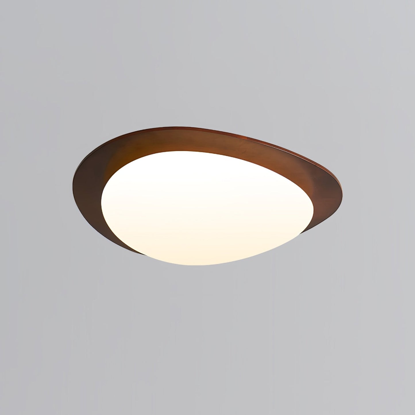 Modern Walnut Wood LED Ceiling Light – Flush Mount Low Profile – Living Room Hallway