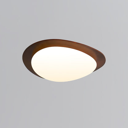 Modern Walnut Wood LED Ceiling Light – Flush Mount Low Profile – Living Room Hallway