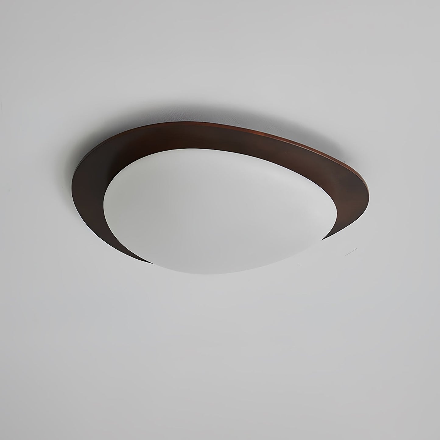 Modern Walnut Wood LED Ceiling Light – Flush Mount Low Profile – Living Room Hallway