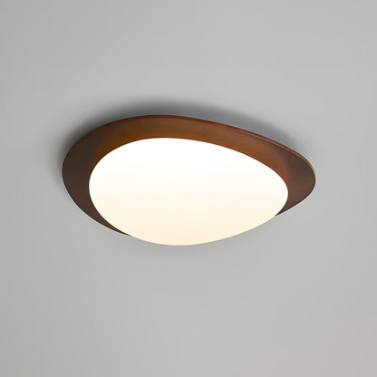 Modern Walnut Wood LED Ceiling Light – Flush Mount Low Profile – Living Room Hallway