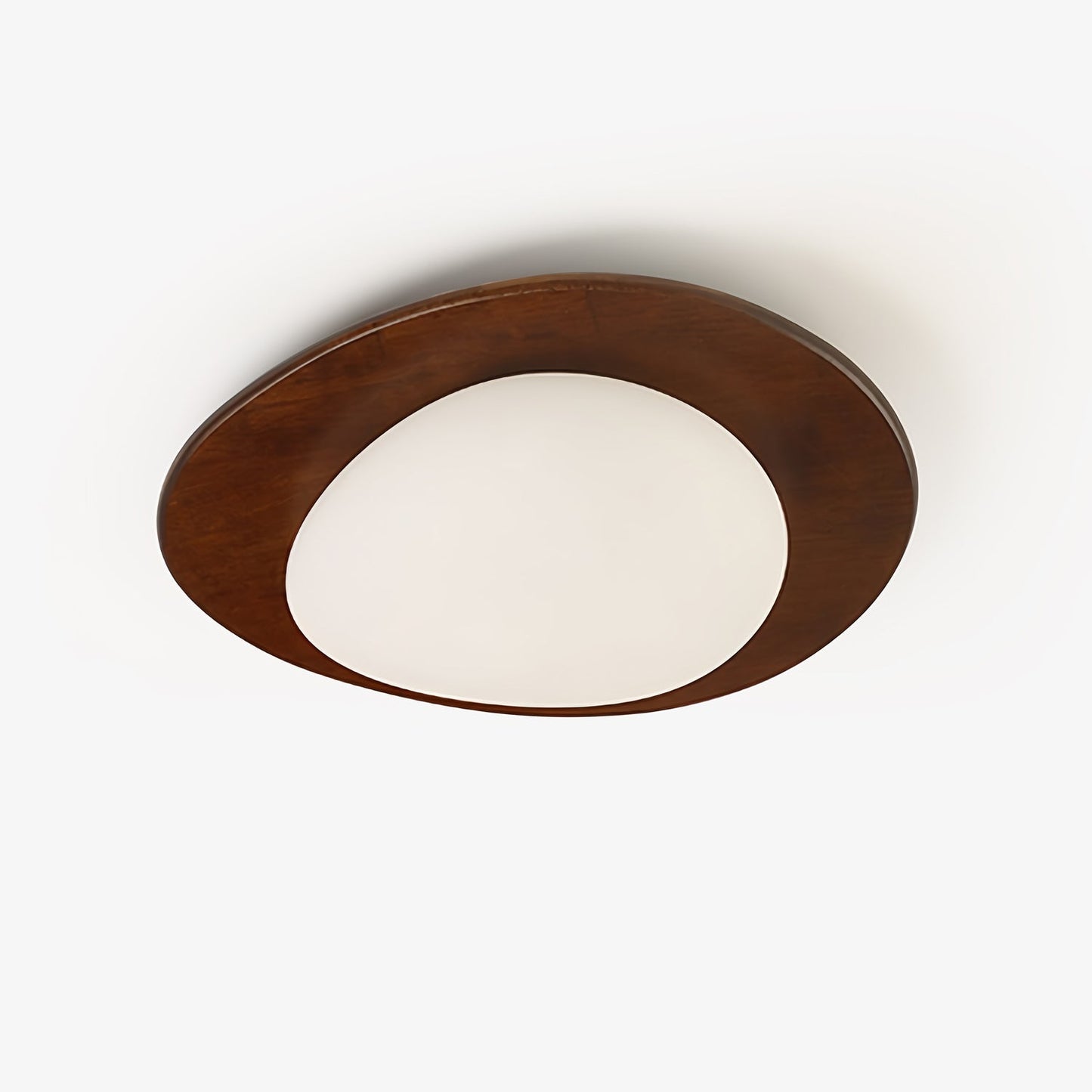 Modern Walnut Wood LED Ceiling Light – Flush Mount Low Profile – Living Room Hallway