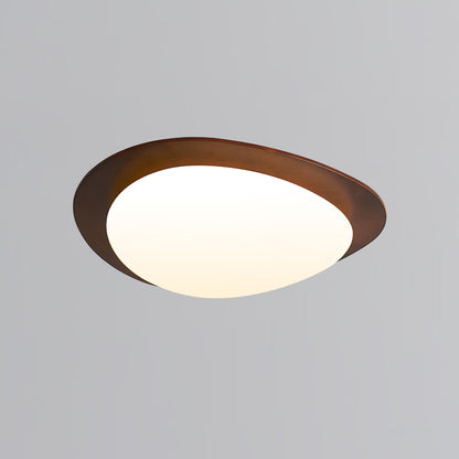 Modern Walnut Wood LED Ceiling Light – Flush Mount Low Profile – Living Room Hallway