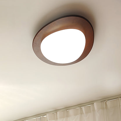 Modern Walnut Wood LED Ceiling Light – Flush Mount Low Profile – Living Room Hallway