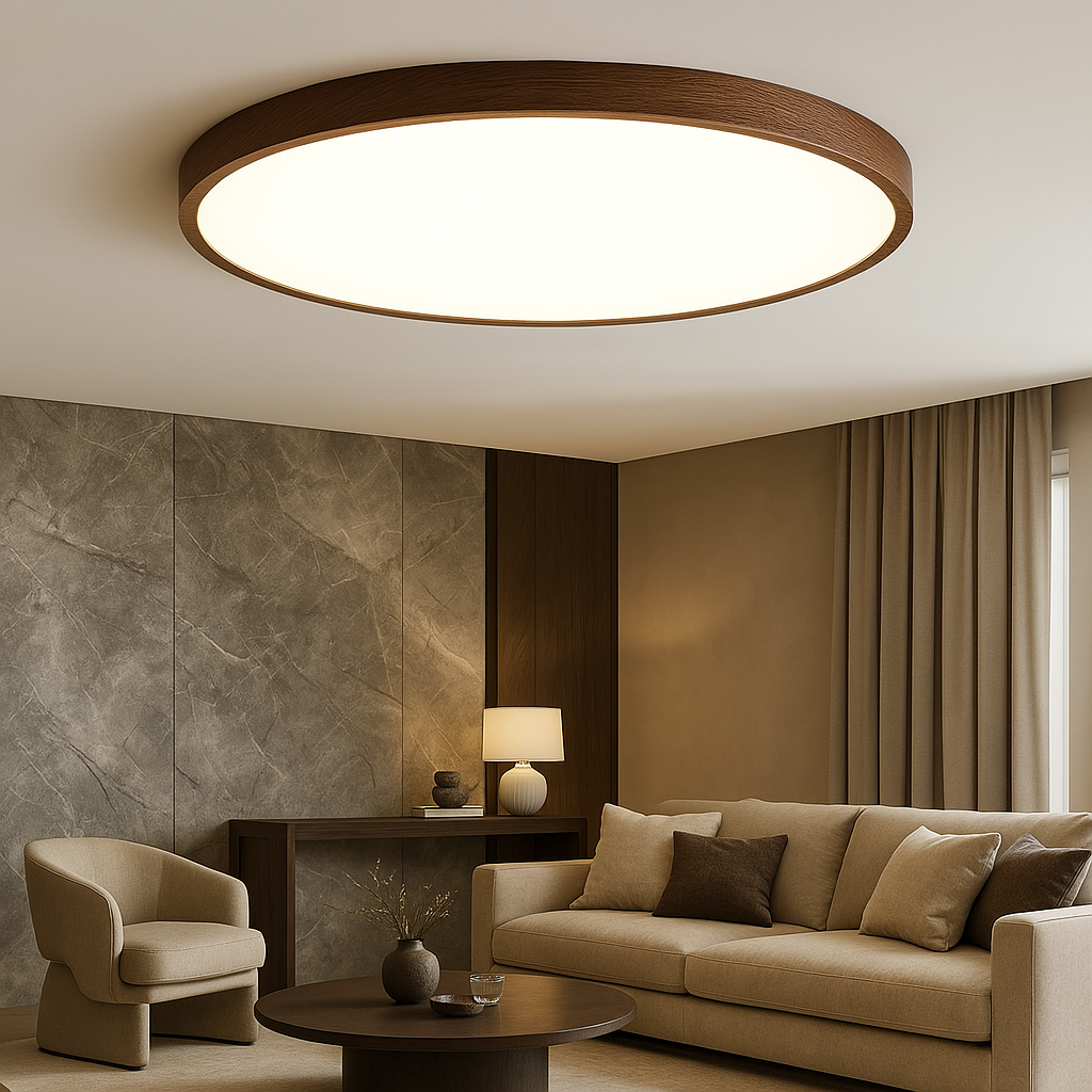 Natural Soft LED Wood Grain Modern Flush Mount Ceiling Light