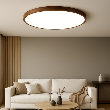 Natural Soft LED Wood Grain Modern Flush Mount Ceiling Light