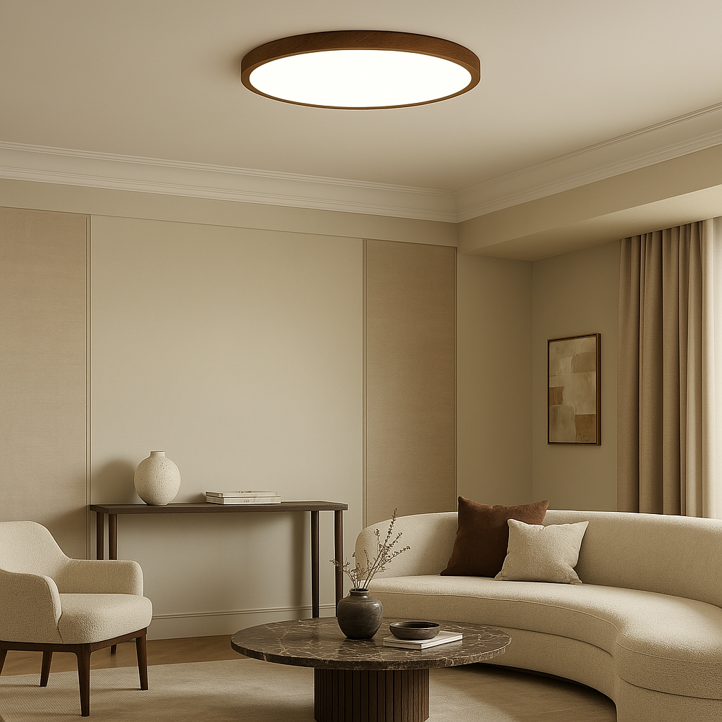 Natural Soft LED Wood Grain Modern Flush Mount Ceiling Light