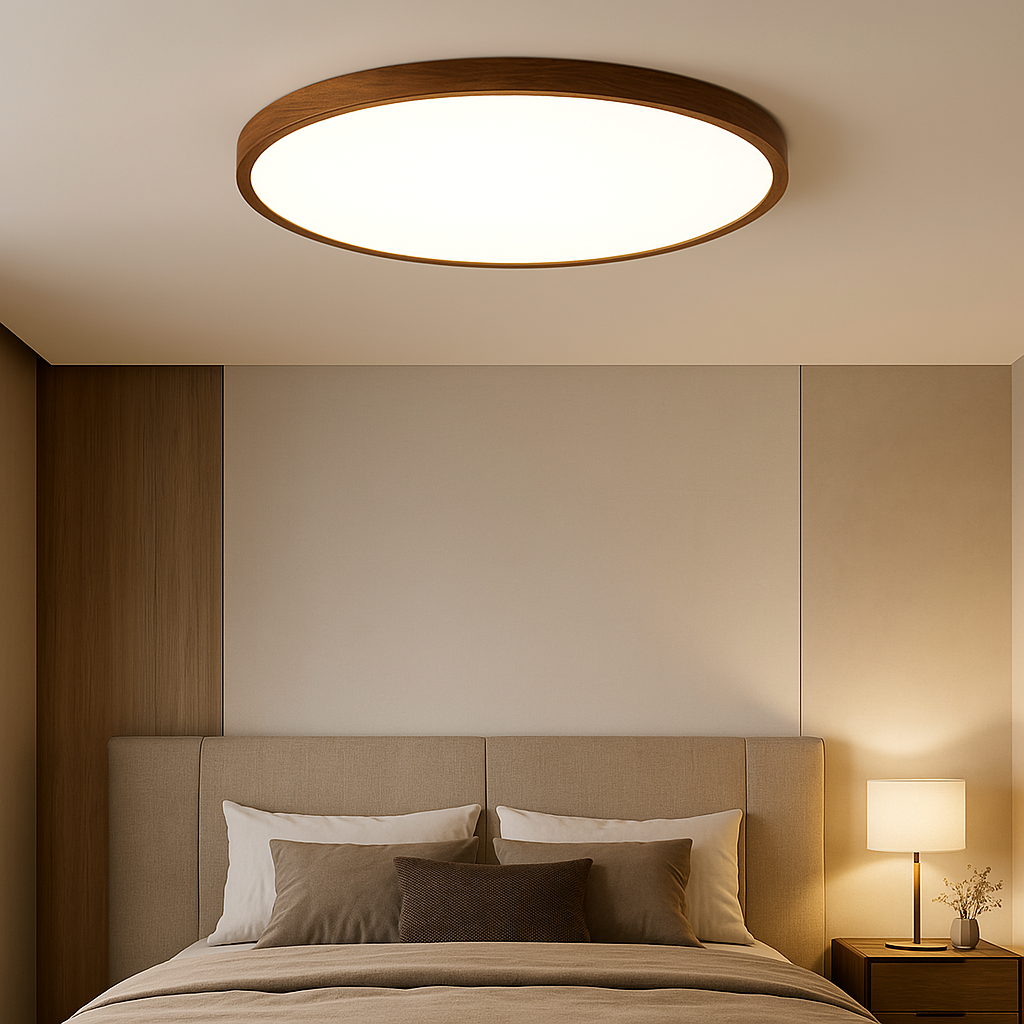 Natural Soft LED Wood Grain Modern Flush Mount Ceiling Light
