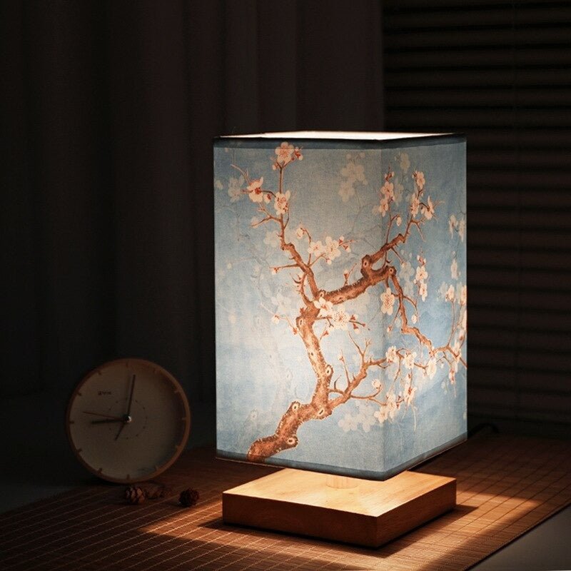 Natural Bamboo Wood Table Lamp – Japanese Scandi Minimalist – Bedside Desk