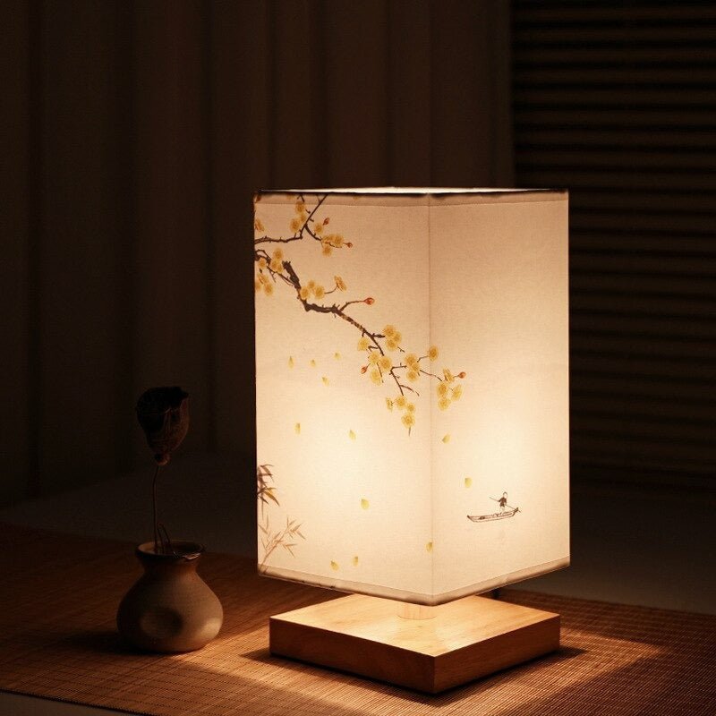Natural Bamboo Wood Table Lamp – Japanese Scandi Minimalist – Bedside Desk