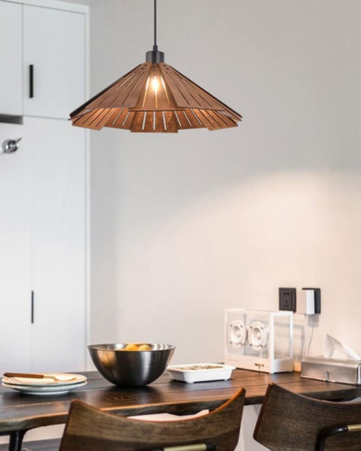 Japandi Minimalist Wooden Elegant Hanging Pendant Light