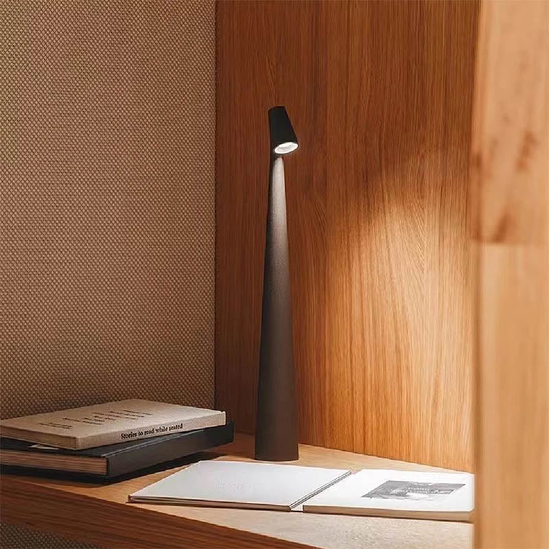 Nordic Minimalist Aluminium LED Table Lamp – Cordless Dimmable Touch