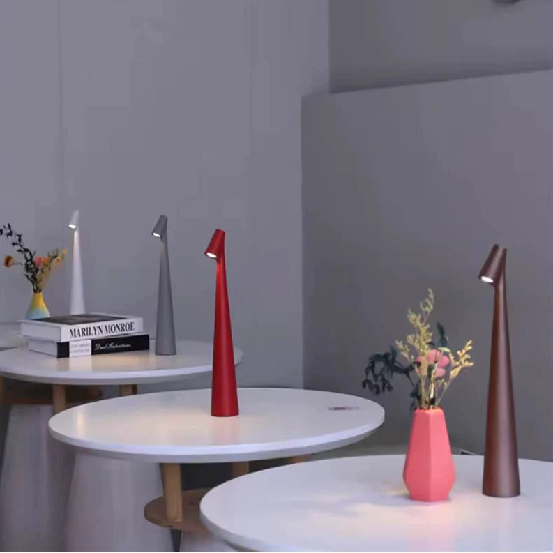 Nordic Minimalist Aluminium LED Table Lamp – Cordless Dimmable Touch