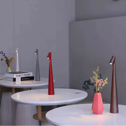 Nordic Minimalist Aluminium LED Table Lamp – Cordless Dimmable Touch