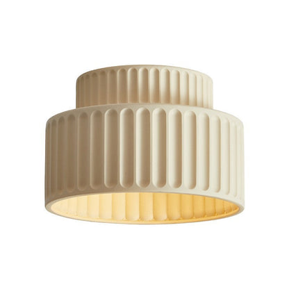 Ceramic Ceiling Light - Flush Mount - Ribbed Design For Hallway Or Bedroom
