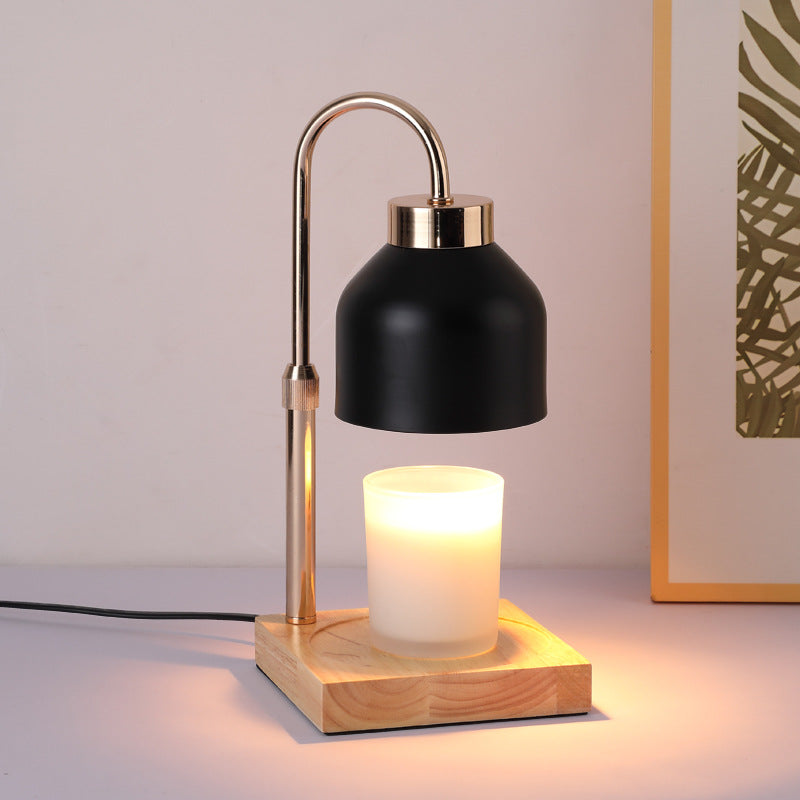 Wax Melt Candle Warmer Lamp Black Matte Brass Accents Timer