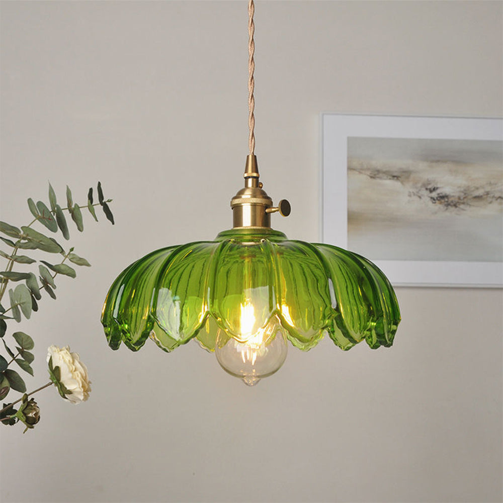 Vintage Floral Adjustable Glass Kitchen Pendant Light