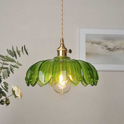 Vintage Floral Adjustable Glass Kitchen Pendant Light