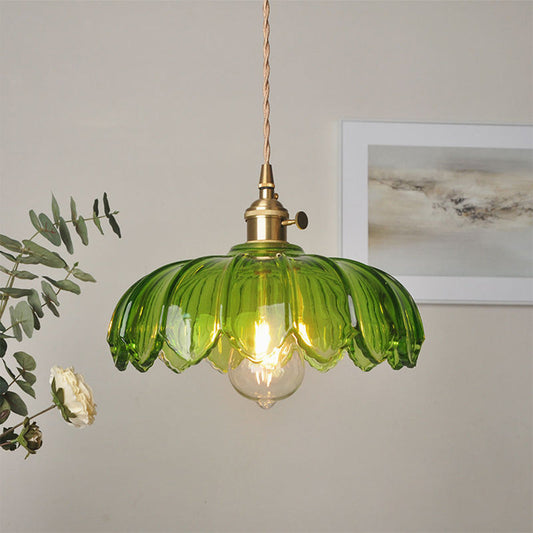 Vintage Floral Adjustable Glass Kitchen Pendant Light