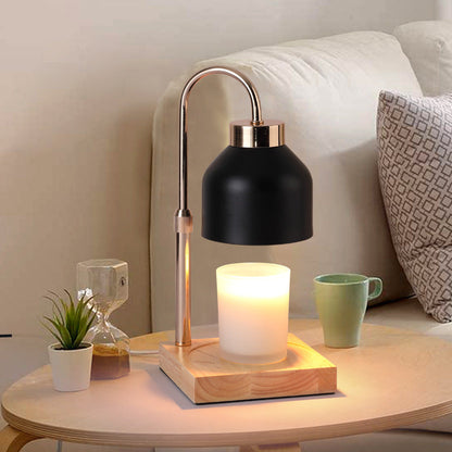 Wax Melt Candle Warmer Lamp Black Matte Brass Accents Timer