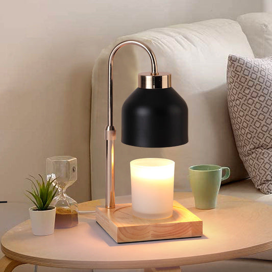 Wax Melt Candle Warmer Lamp Black Matte Brass Accents Timer