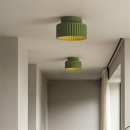 Ceramic Ceiling Light - Flush Mount - Ribbed Design For Hallway Or Bedroom