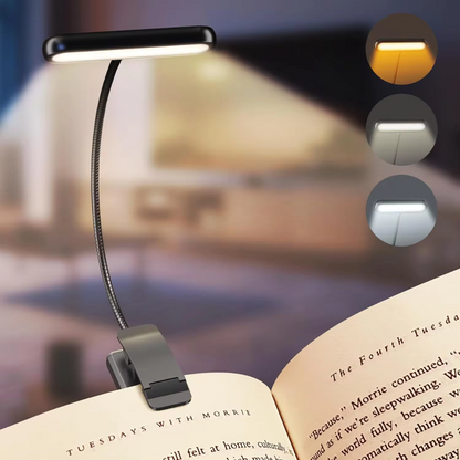 LED Clip-On Book Light - Rechargeable, Dimmable Reading Lamp With Color Modes, Battery Operated