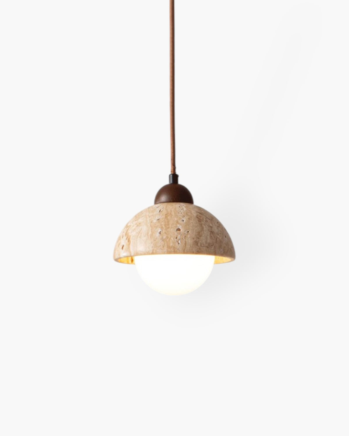 Natural Adjustable Travertine Walnut Minimalist Pendant Light