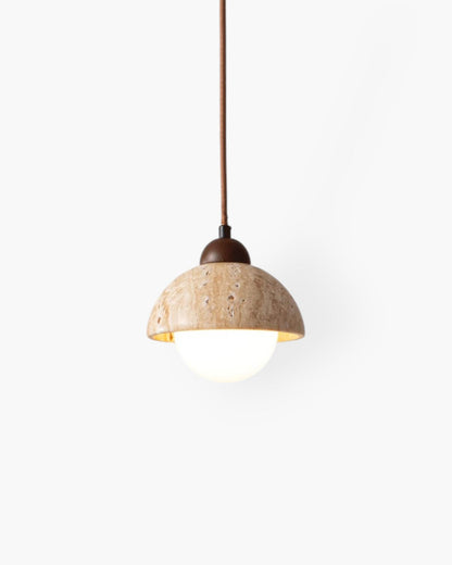 Natural Adjustable Travertine Walnut Minimalist Pendant Light