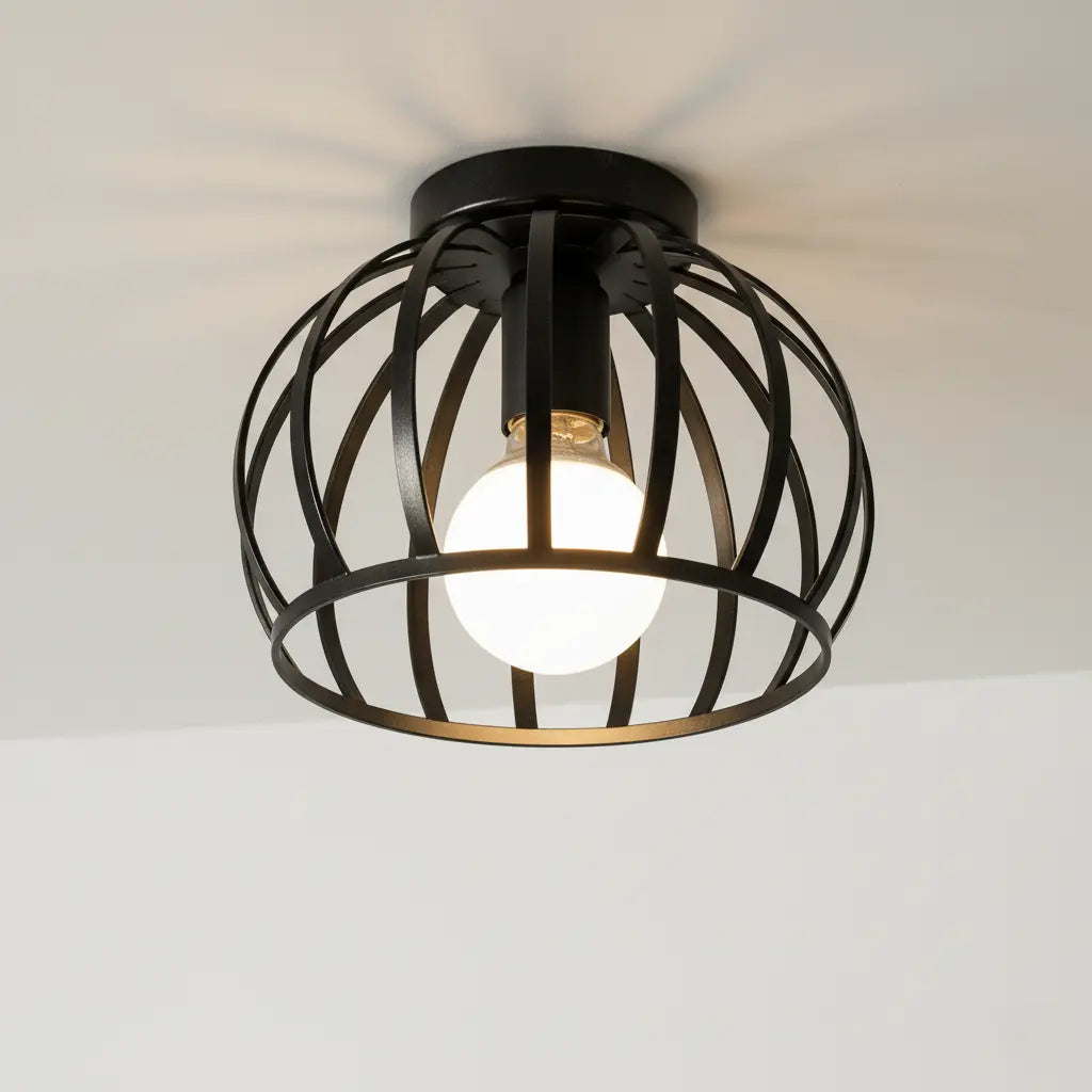 Industrial Metal Ceiling Light, Black