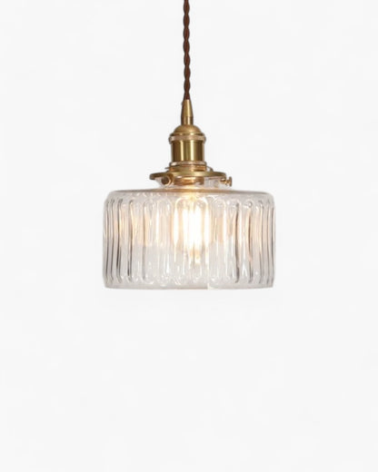 Contemporary Emerald Glass Brass Hanging Pendant Light