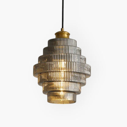 Modern Tiered Glass Gold Accent Kitchen Pendant Light