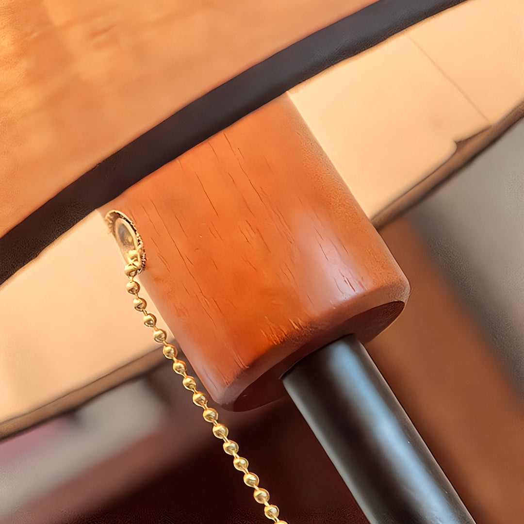 Retro Iron & Wood Floor Lamp – Fabric Shade – Living Room & Bedside