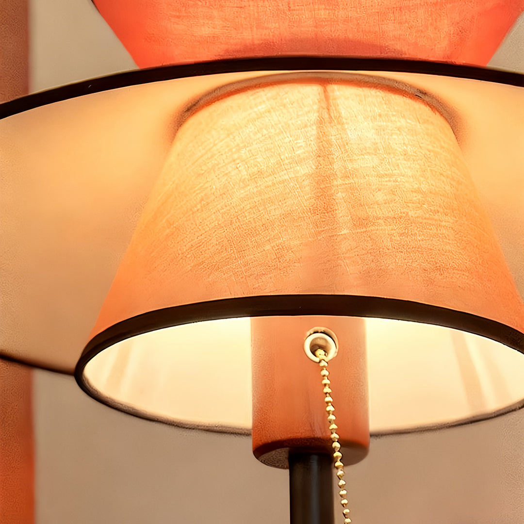 Retro Iron & Wood Floor Lamp – Fabric Shade – Living Room & Bedside