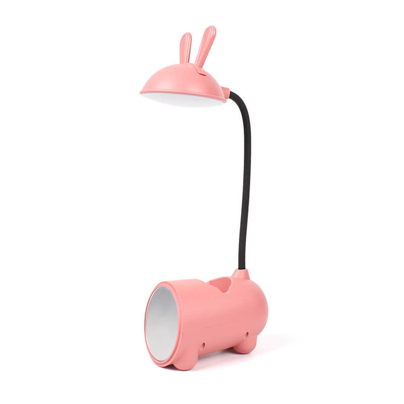 Kids LED Bunny Desk Lamp – Rechargeable Study Light with Pen Holder – Flexible Neck