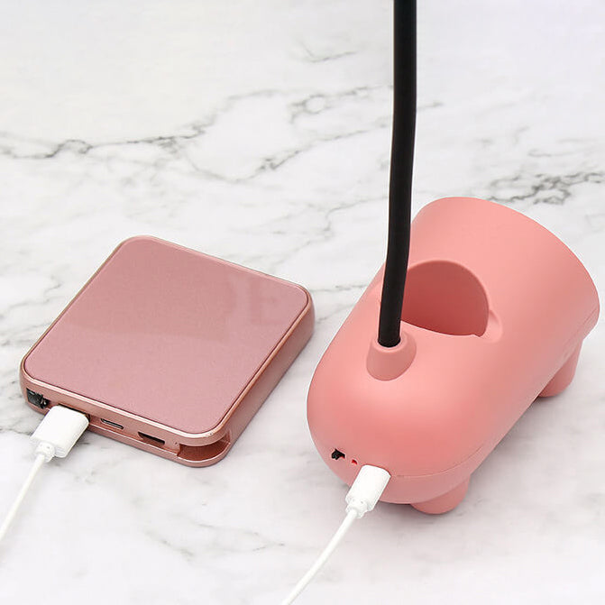 Kids LED Bunny Desk Lamp – Rechargeable Study Light with Pen Holder – Flexible Neck