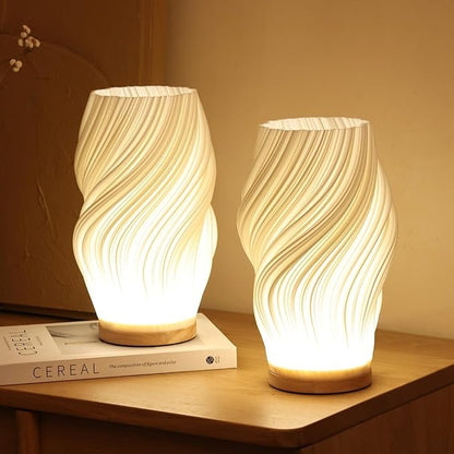 Rechargeable Twisted Shade Table Lamp – Cordless LED 5W – Bedside Modern