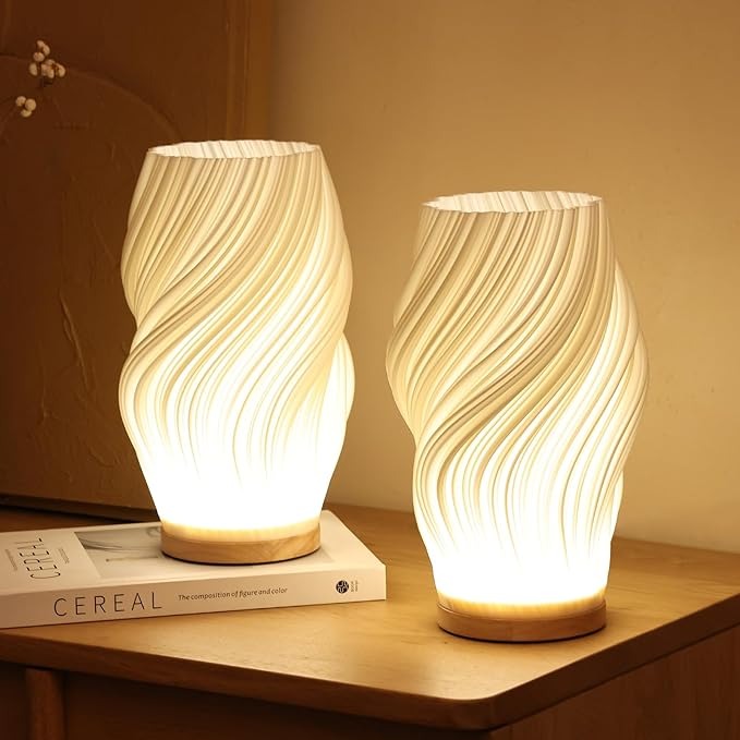 Rechargeable Twisted Shade Table Lamp – Cordless LED 5W – Bedside Modern