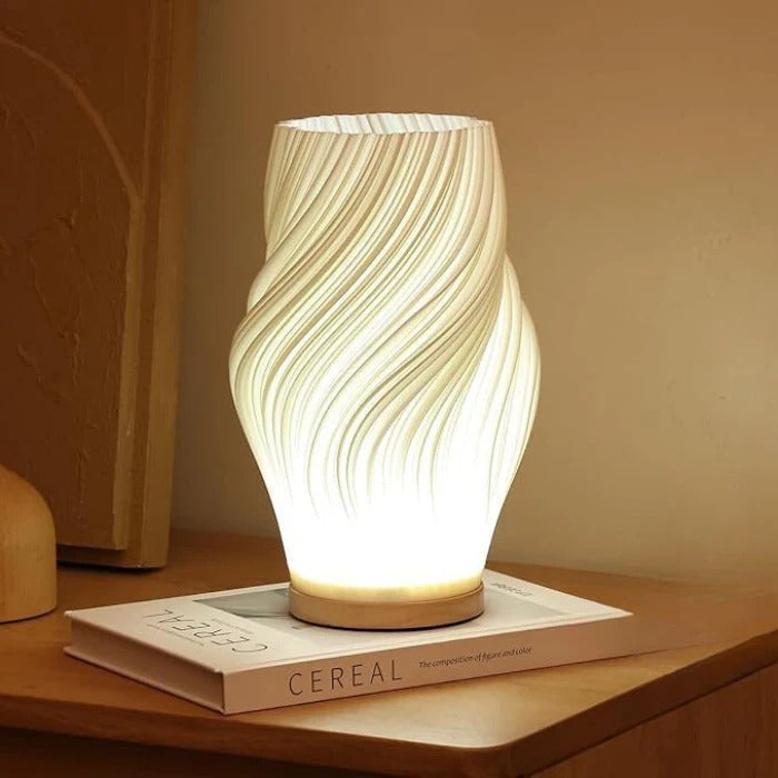Rechargeable Twisted Shade Table Lamp – Cordless LED 5W – Bedside Modern